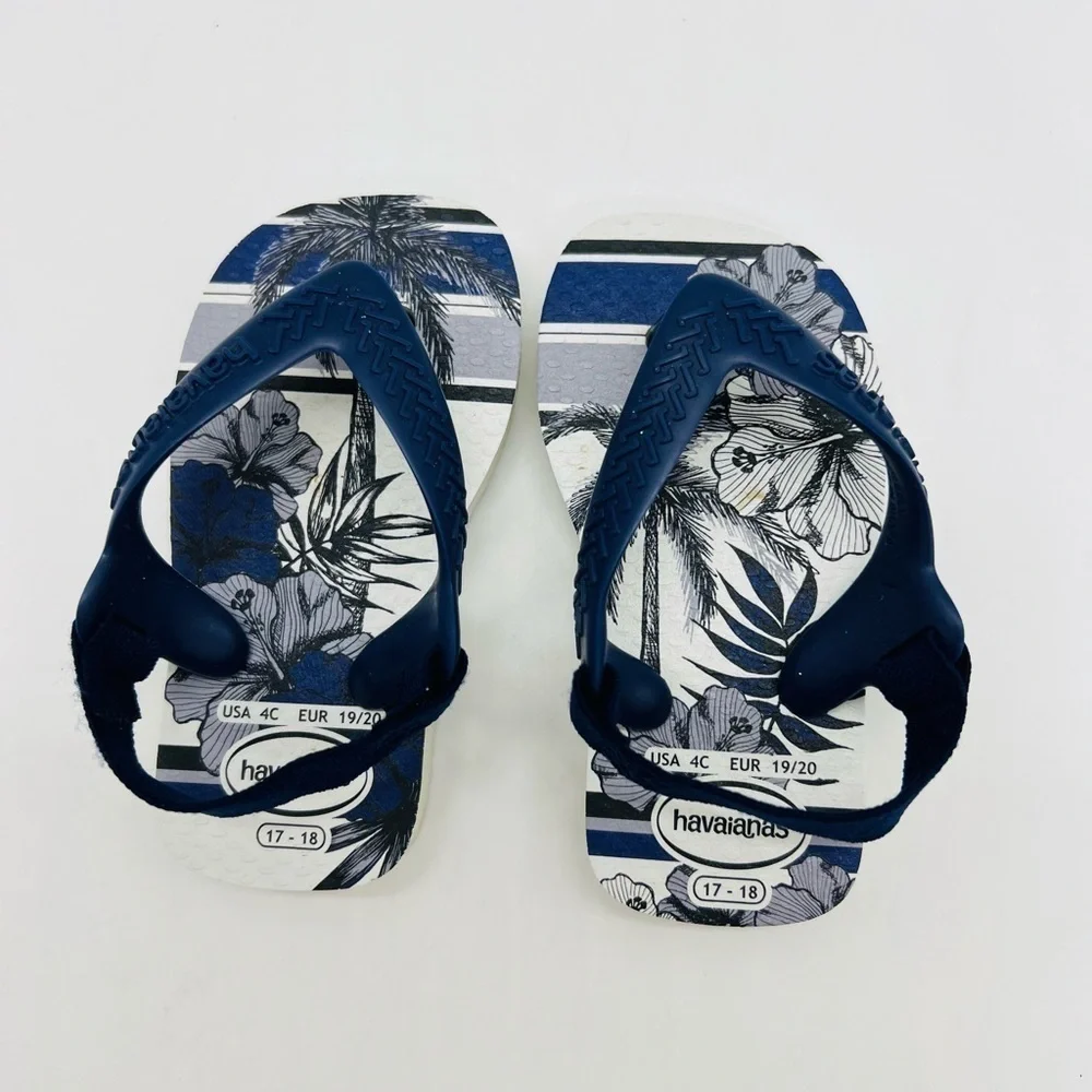HAVAIANAS BLUE THONG TROPICAL SANDALS BABY SIZE 4